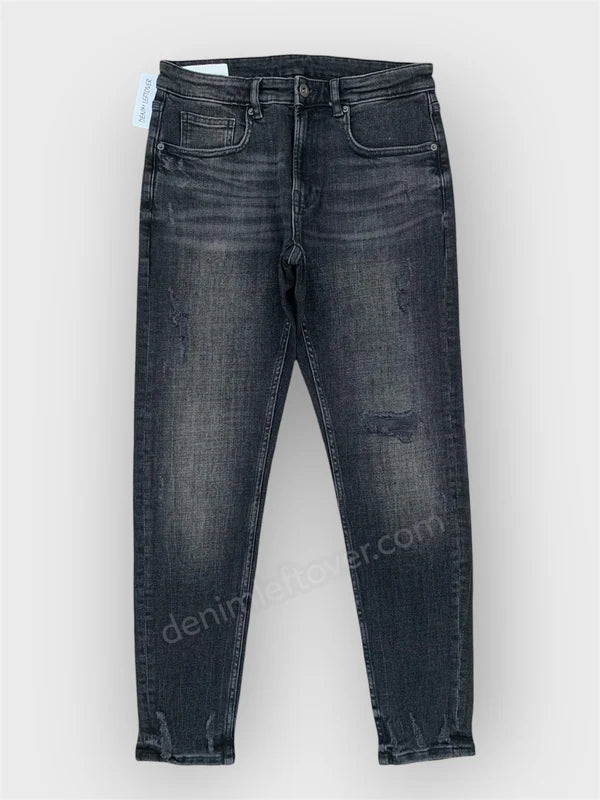 Men's Skinny Fit Vintage Diamond Black Ripped Jean