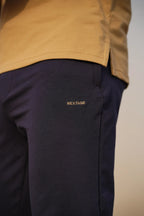 Navy Side Zips Cotton Ultra Stretch Trouser