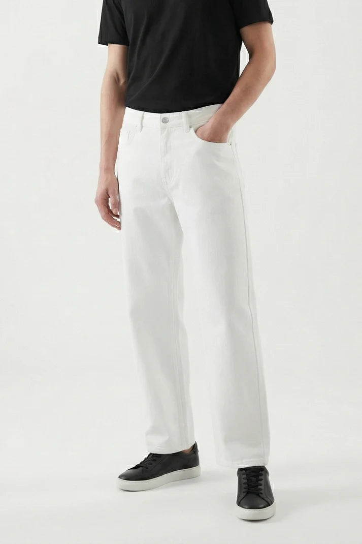 White Straight Fit Denim