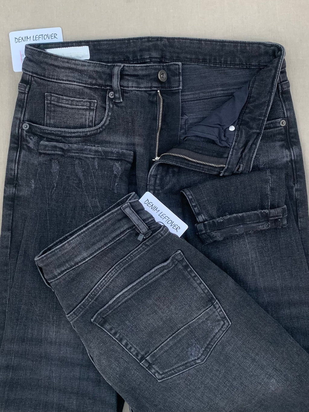 Men's Skinny Fit Vintage Diamond Black Ripped Jean