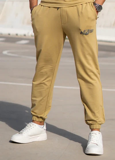 Khaki Puff Print Slogan Trouser